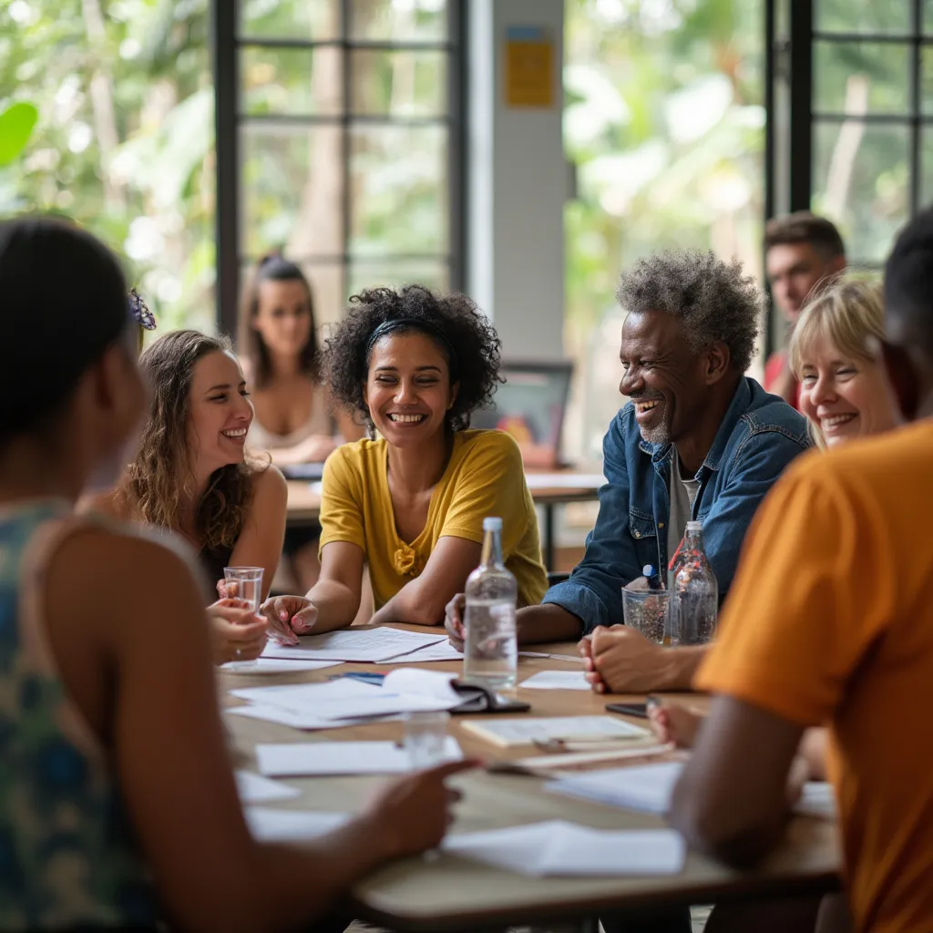 Pessoas interagindo em um evento comunitário